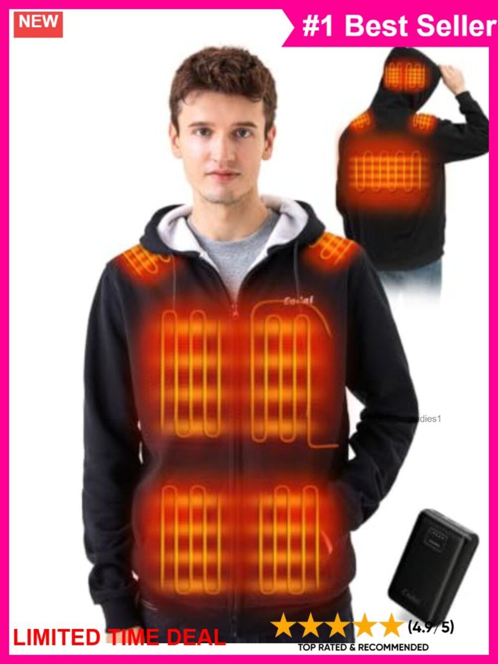 Heated Hoodie With 7.4V Battery 9-Zone Cotton Blend Sweatshirt